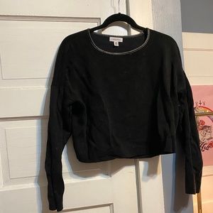 Calvin Klein Cropped sweater with leather neckline